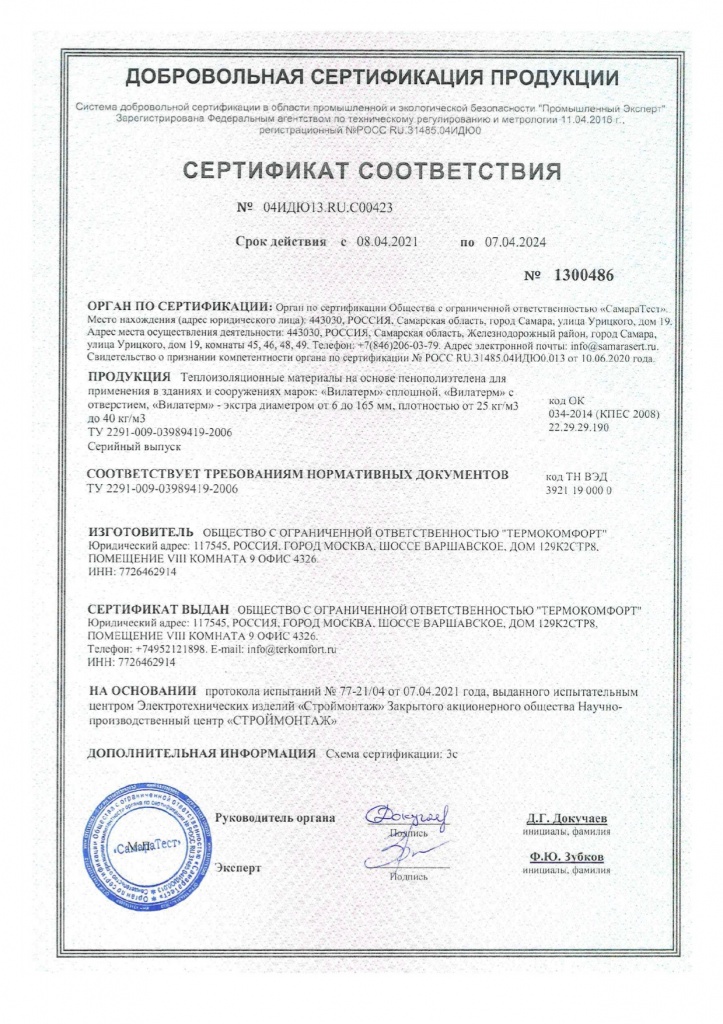 сертификат соответствия вилатерм